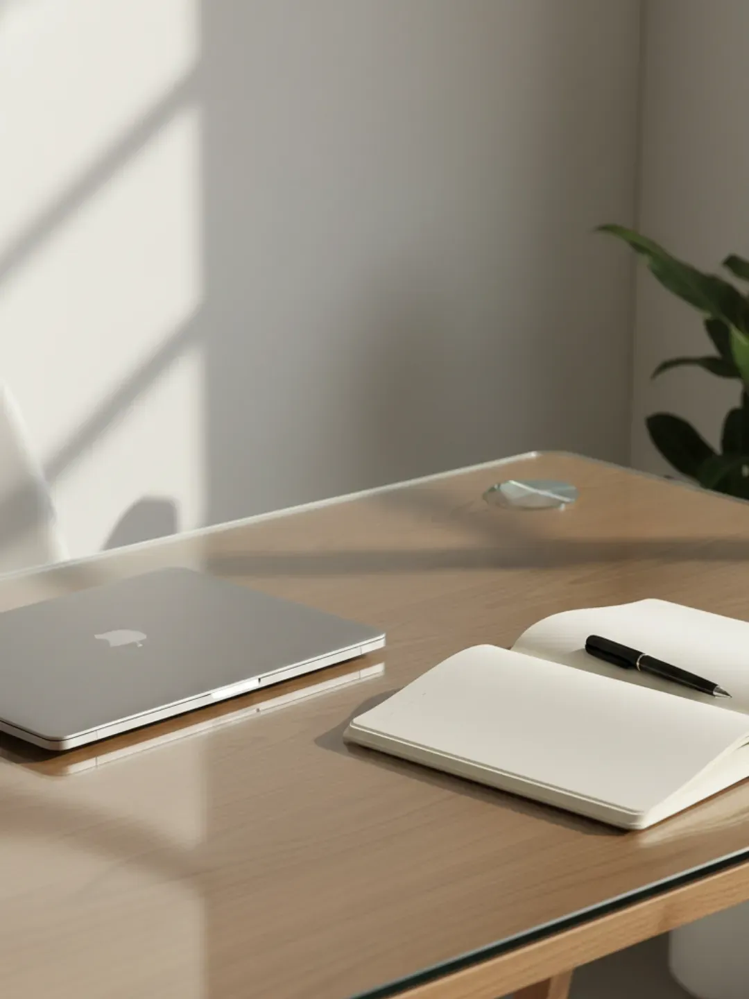 Desk glass top Hamilton with cable management cutout and tinted glare reducing option