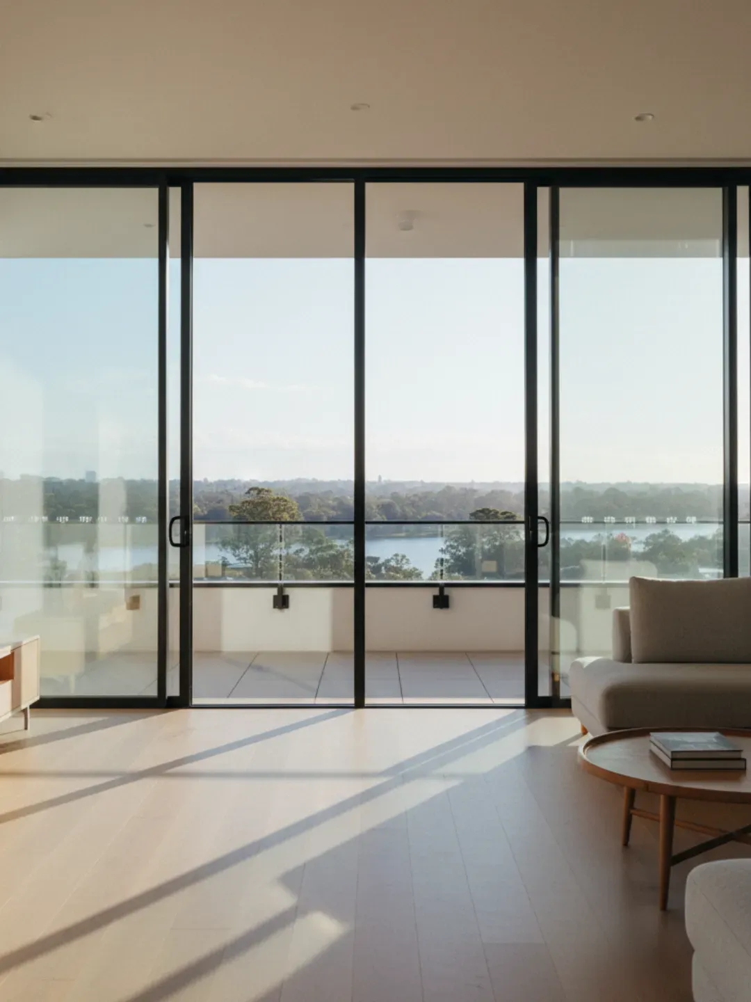 Bright Bulimba interior with custom glass and mirror reflecting natural light