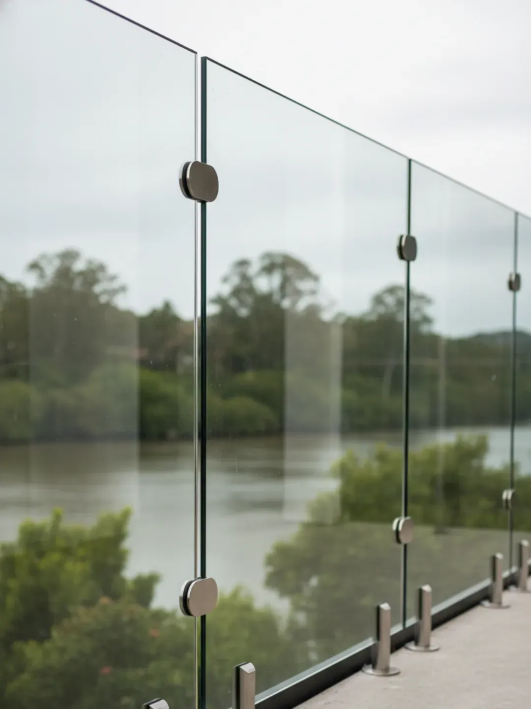 Architectural balustrade fixings including spigots, standoff pins, and channel systems