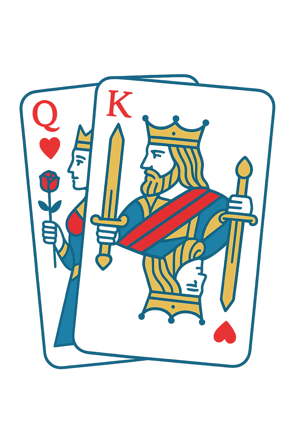 King and Queen playing cards representing the royal treatment patients in Ankeny, IA receive for their chiropractic conditions at Kimberlin Chiropractic Health Systems.