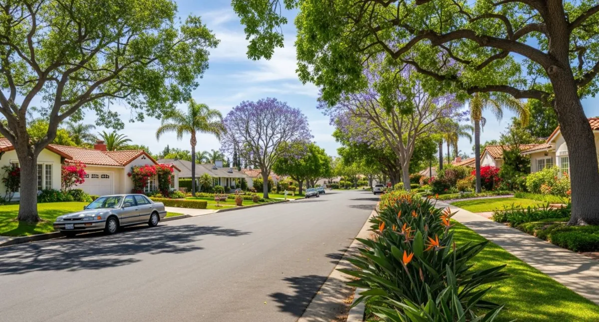 Glendora, California suburban street.