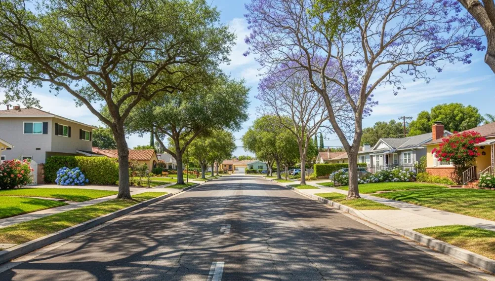 Residential street of Temple City, California.