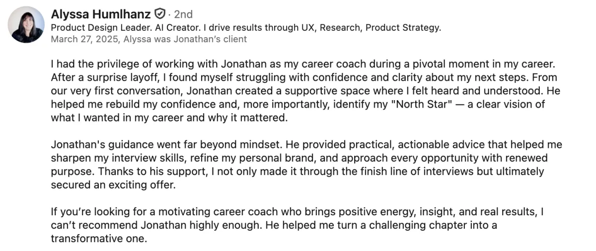 LinkedIn recommendation for ready aim interview