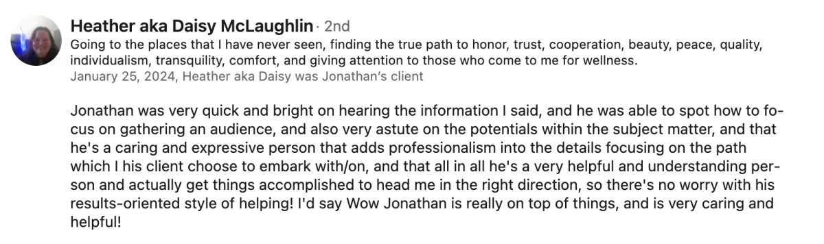 LinkedIn recommendation for ready aim interview