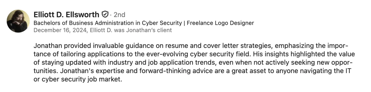 LinkedIn recommendation for ready aim interview