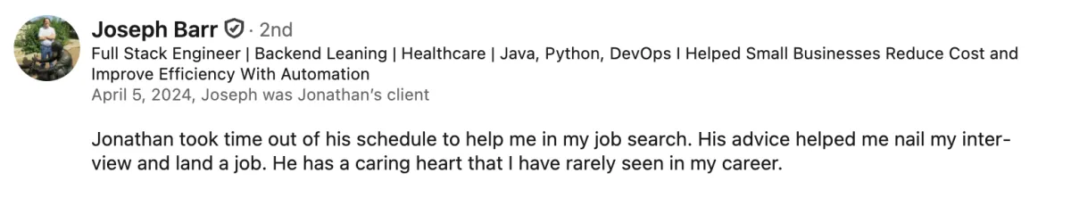 LinkedIn recommendation for ready aim interview