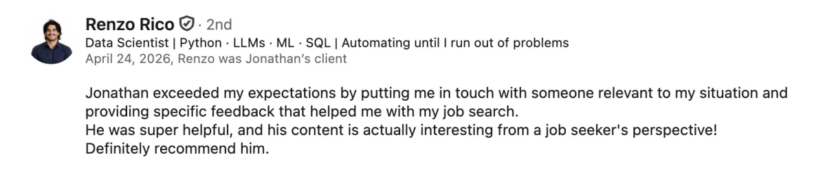 LinkedIn recommendation for ready aim interview