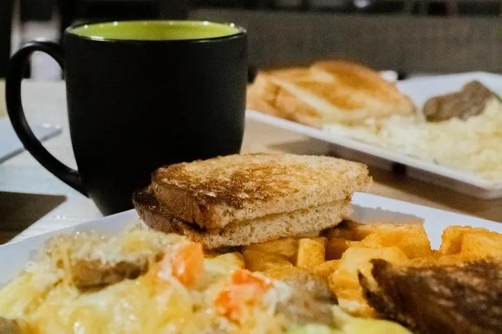 Eggs, toast, and coffee from City Eats