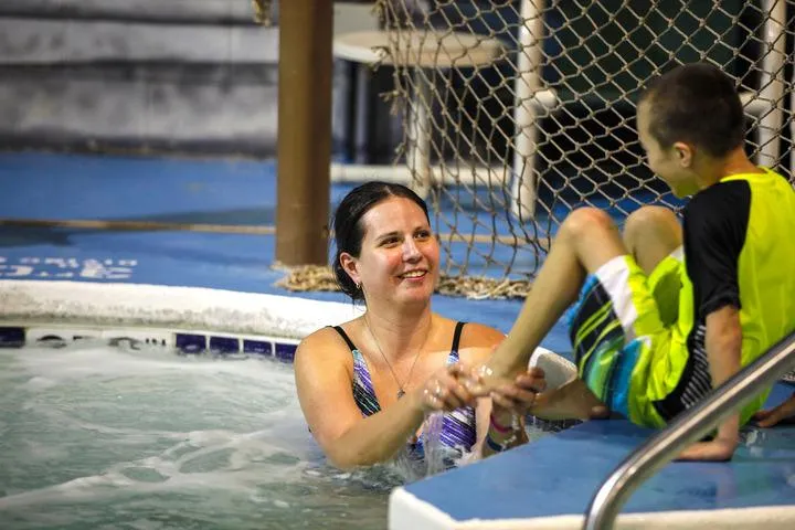 Guests using the hot tub in Chaos Water Park