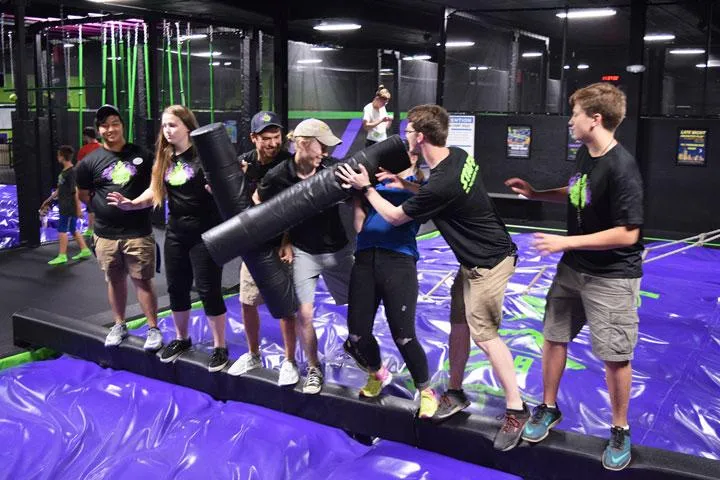 Employees in Action City's trampoline park