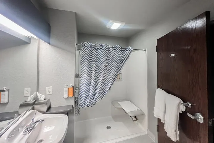 Shower in the Double Queen Handicap Room at Metropolis Resort