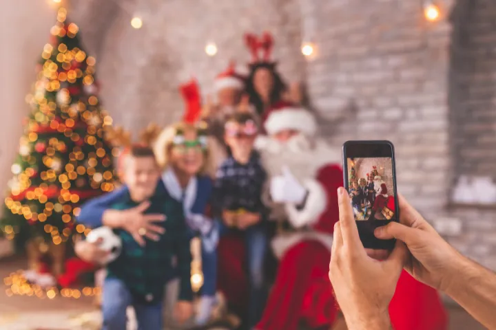 Guests posing for a photo with Santa