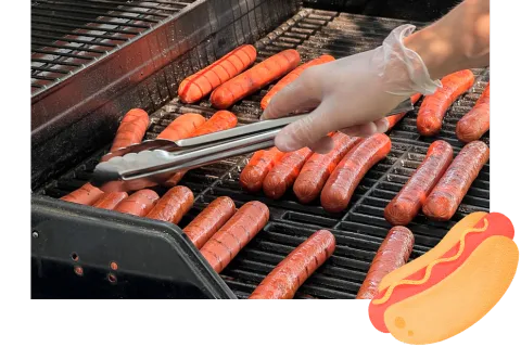 Grilling hot dogs