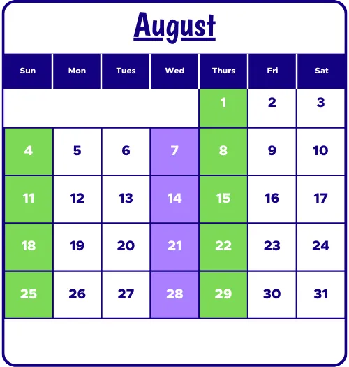 Metropolis Resort August Calendar