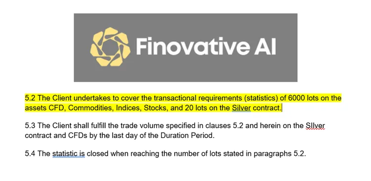 Clause stating the client must fulfill 6000 lots including 20 in silver.