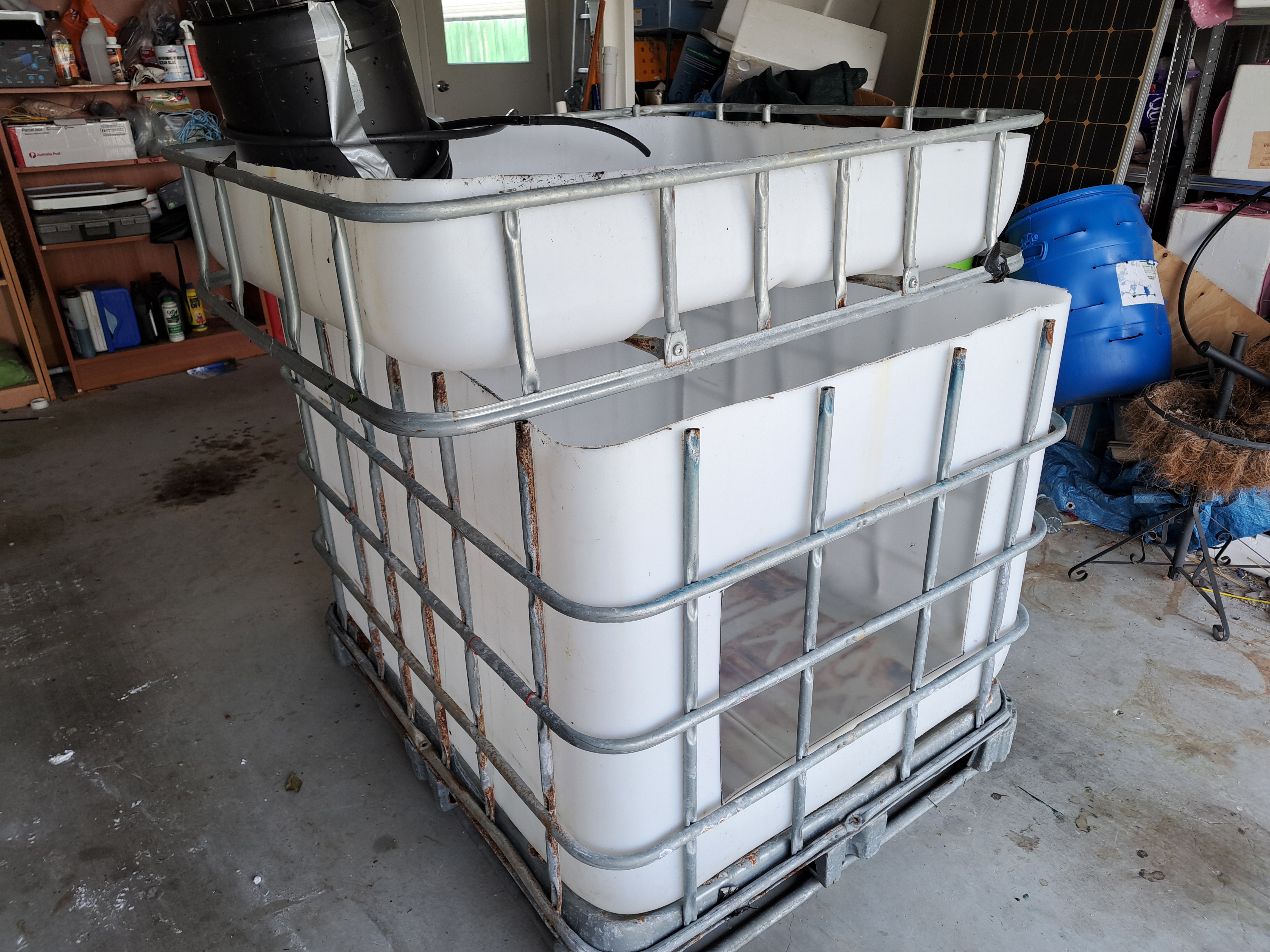 IBC backyard aquaponics systems showing that there is no single correct design.