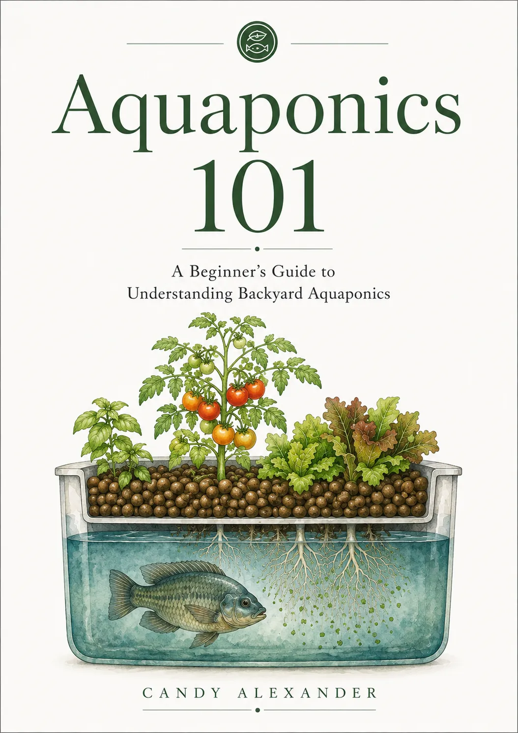 Aquaponics 101 book cover for beginners learning backyard aquaponics