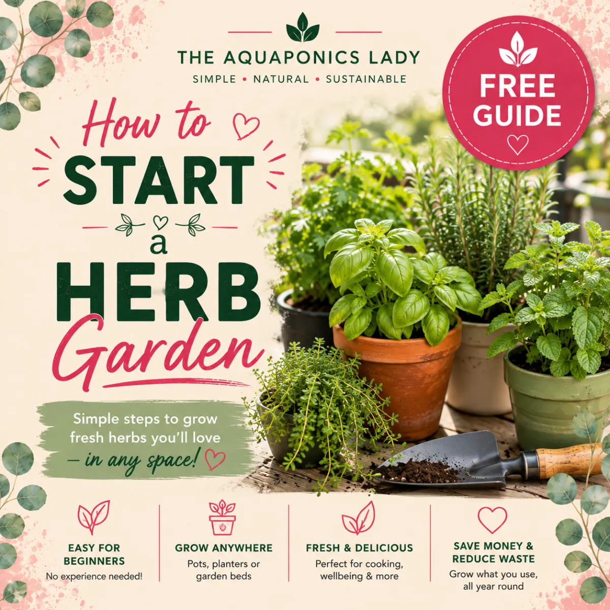 How to Start a Herb Garden free beginner gardening guide from The Aquaponics Lady