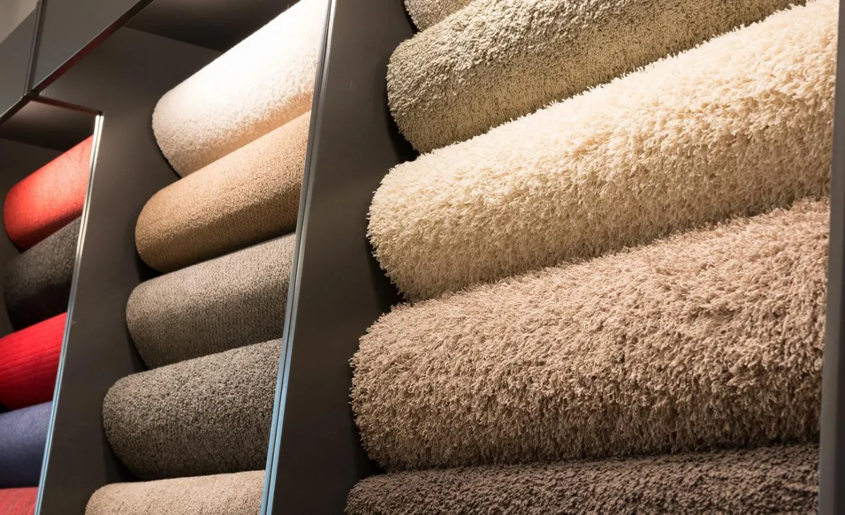 Soft plush carpet flooring in neutral tones for living room comfort