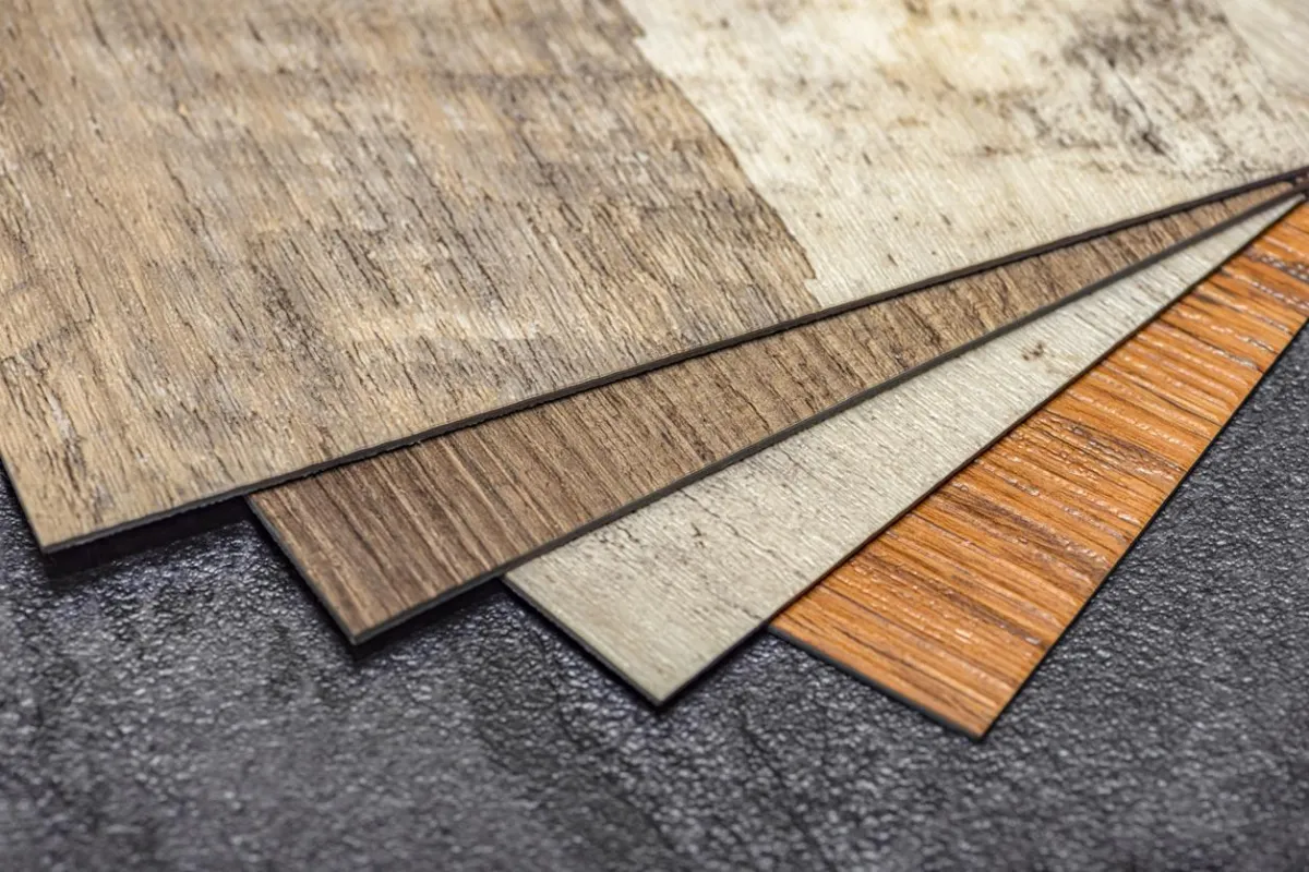 Vinyl flooring showcasing wood and stone look textures