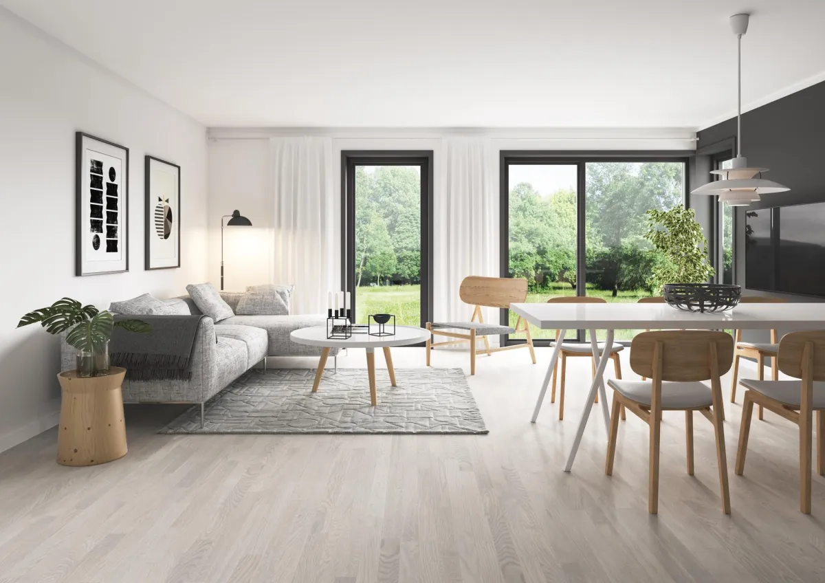 Stylish waterproof vinyl flooring shown in modern interior