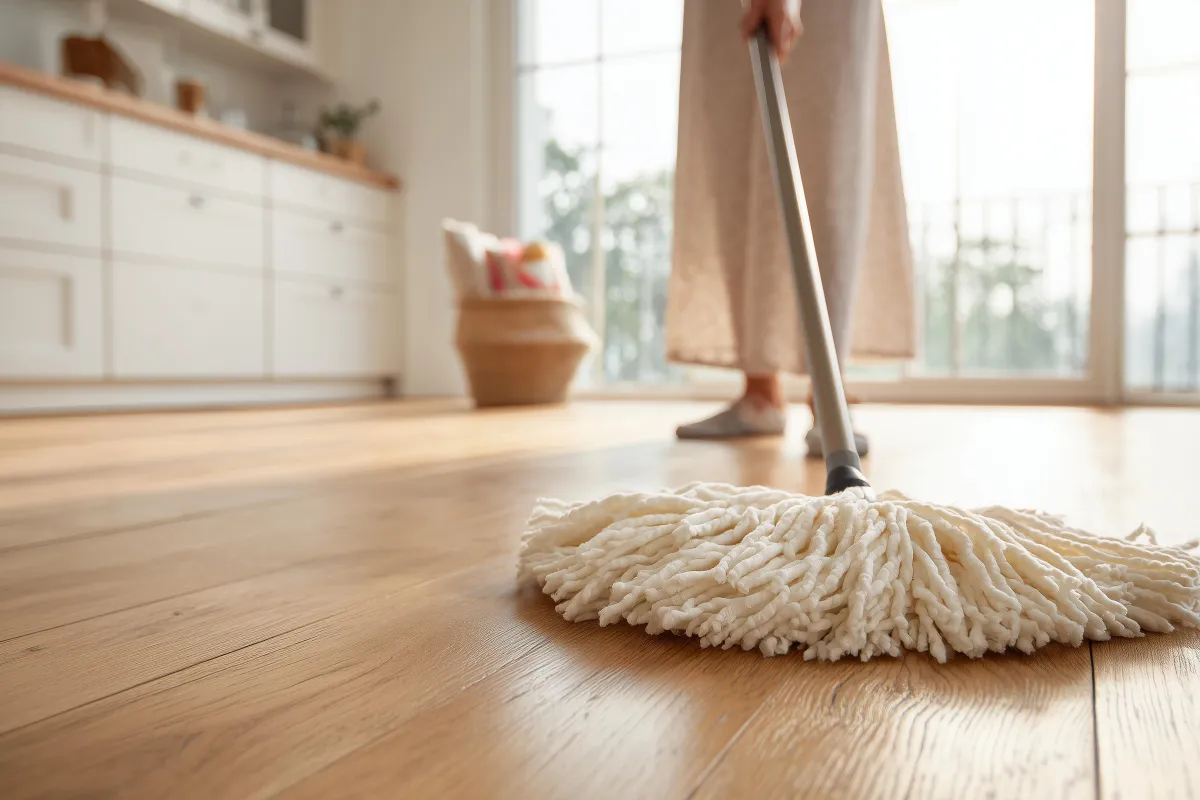 Elegant room with polished hardwood flooring adding warmth and style