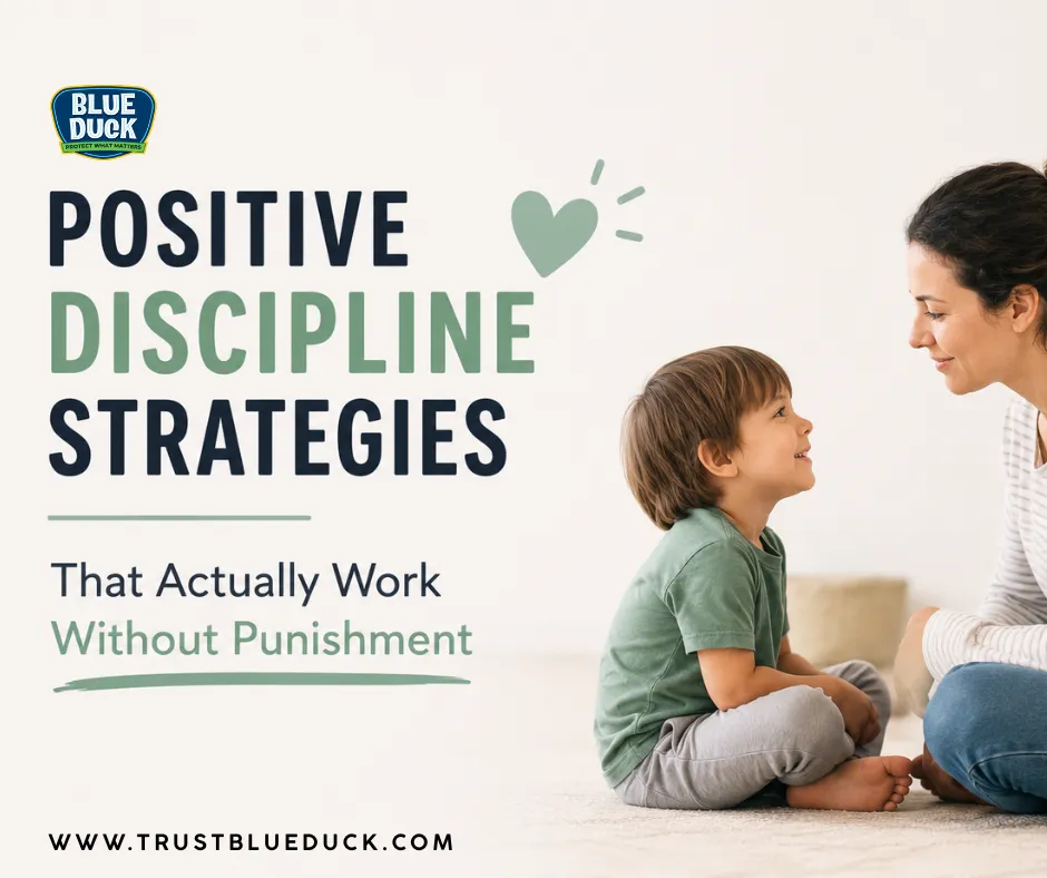 Mother calmly talking with her child in a peaceful home setting, illustrating positive discipline strategies that build connection, respect, and cooperation without punishment.
