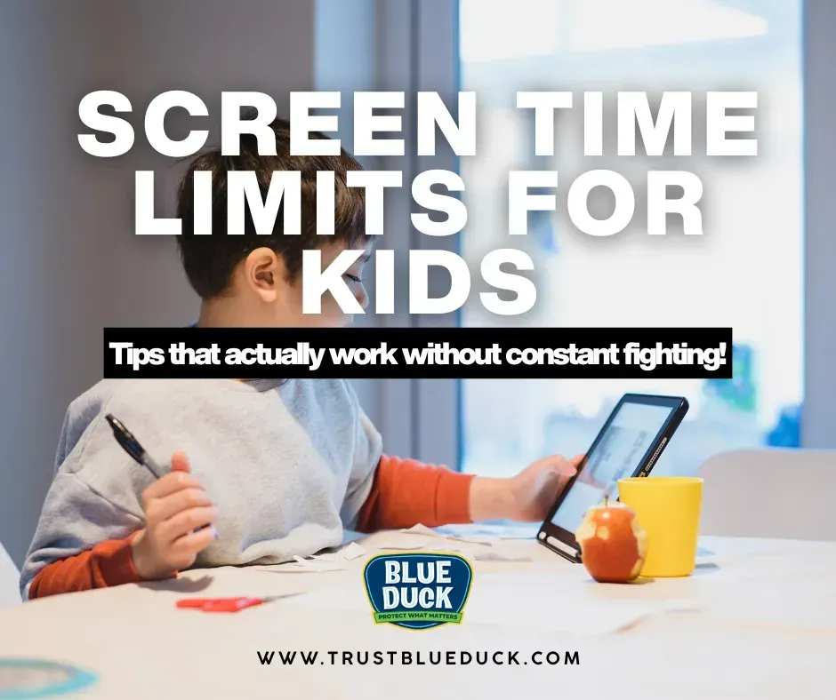 Toddler looking at phone while learning healthy screen time limits for kids through family media plan.