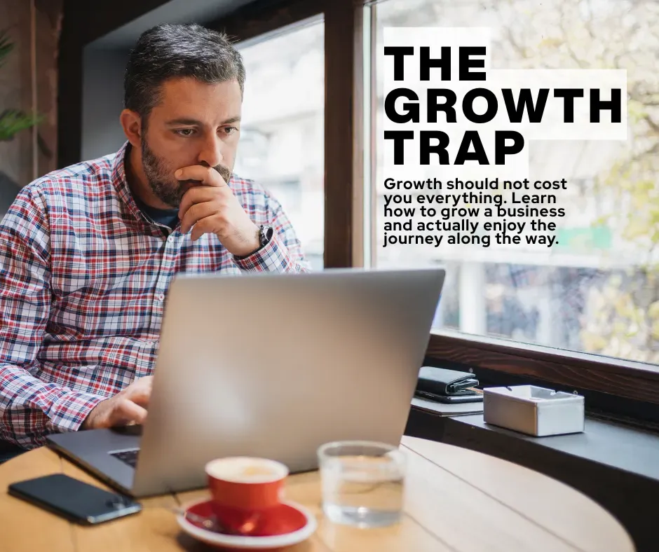Business owner deep in contemplation, asking himself how to grow a business while protecting his time, energy, and personal well-being.