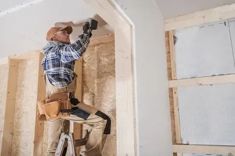 General contractor installing drywall in home interior by Eden Prairie Remodeling Pros.