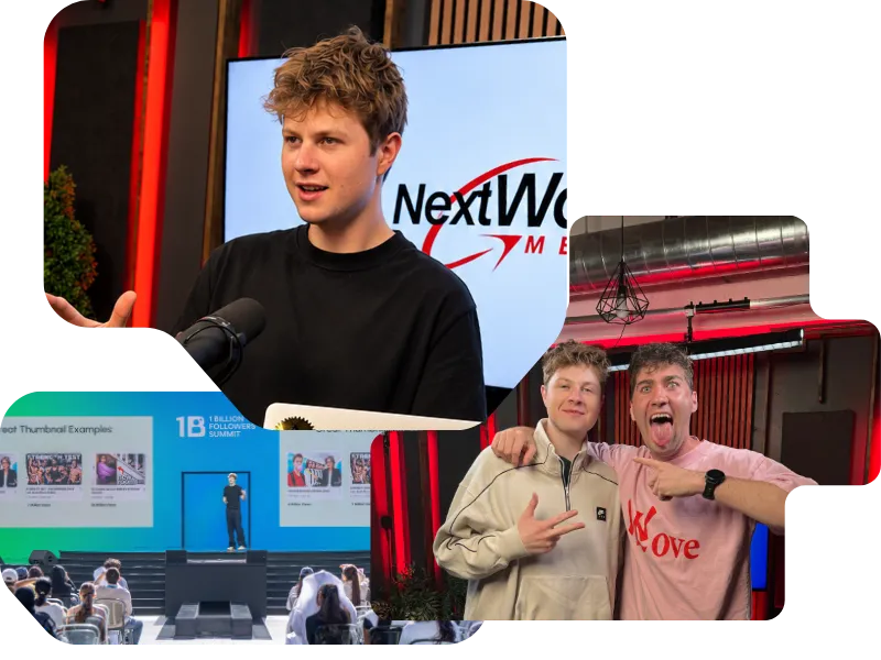 Hudson Matter recording videos, with YouTuber Airrack, and speaking at the 1 Billion Followers Summit in Dubai