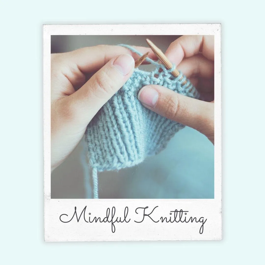 Calming and mindful neutral toned yarn yarn and hands knitting