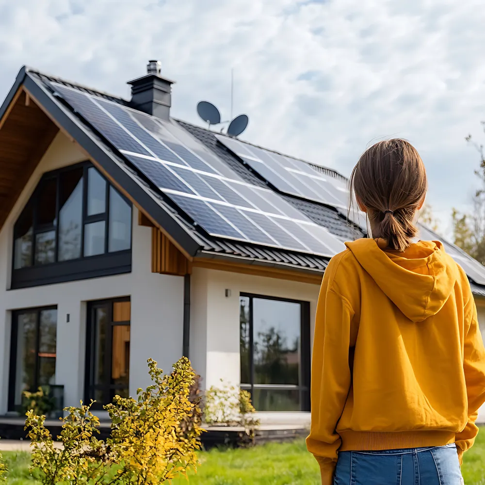 satisfied client after solar installation