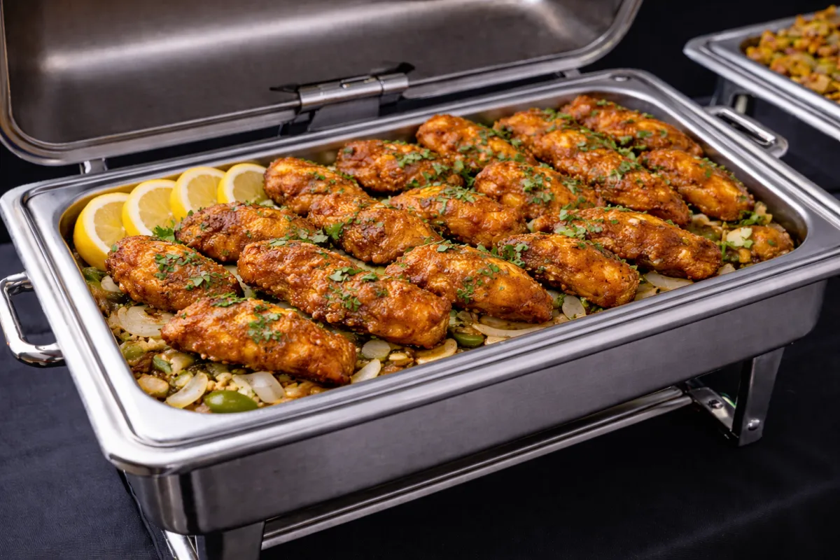a group of people cooking in a kitchen