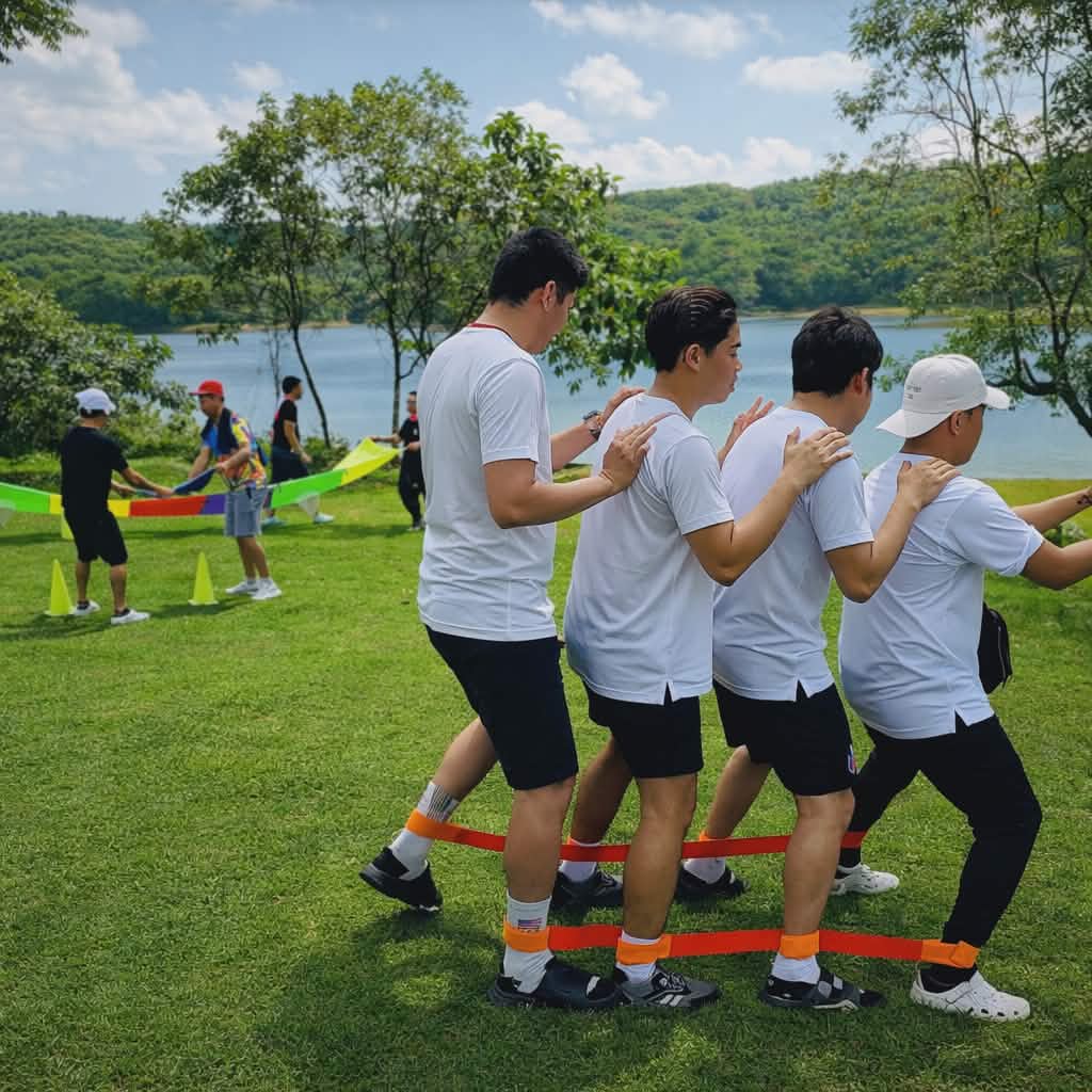 Team challenge activity at the resort