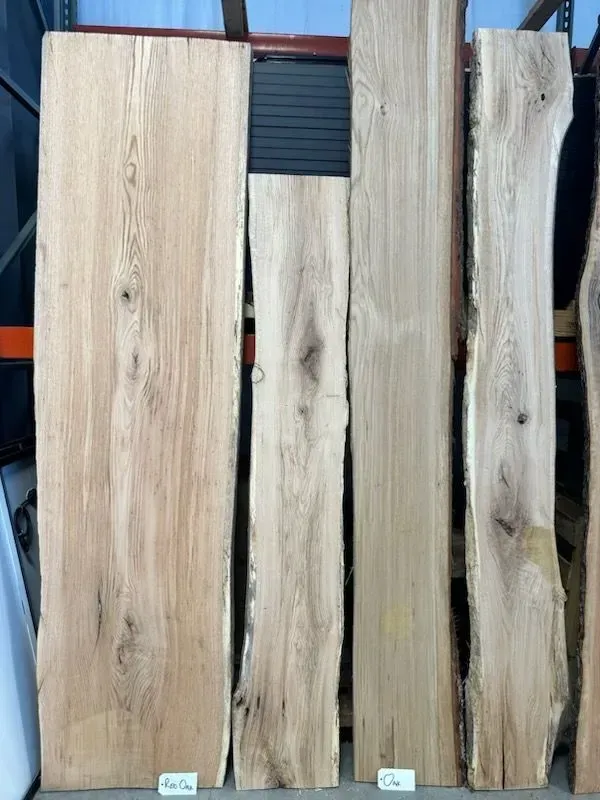 Close-up of oak wood from Riverside Logging and Sawmill, highlighting its strong, durable properties and distinctive grain patterns, commonly used for furniture, flooring, and architectural applications.