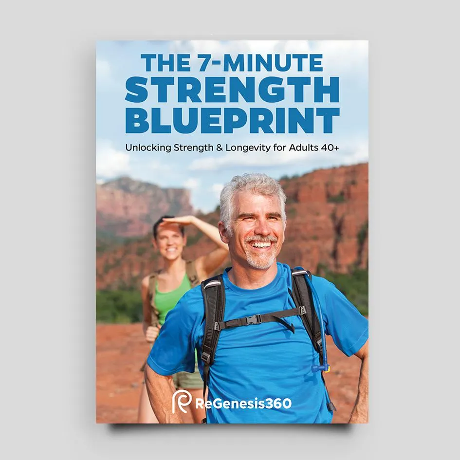 Cover of The 7-Minute Strength Blueprint PDF for adults over 40 – free strength training guide by ReGenesis360