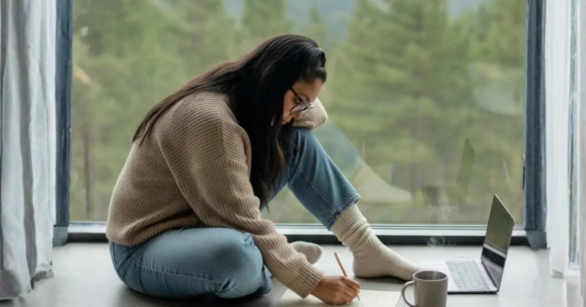 woman working on seo and ai visibiity