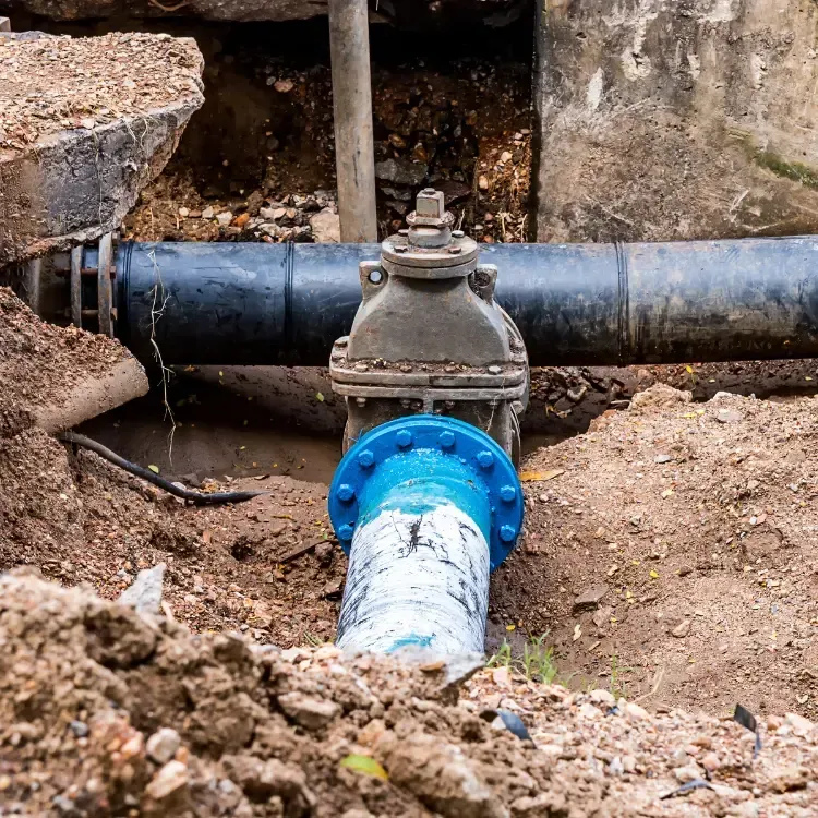A whole dug out to fix the main water line.