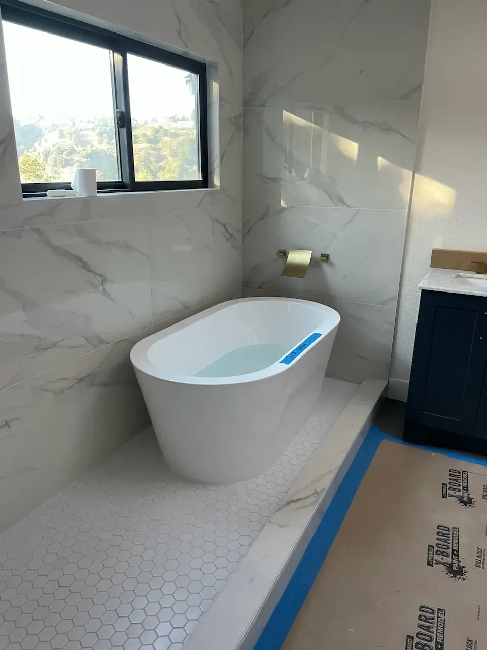 Newly Installed island bathtub.