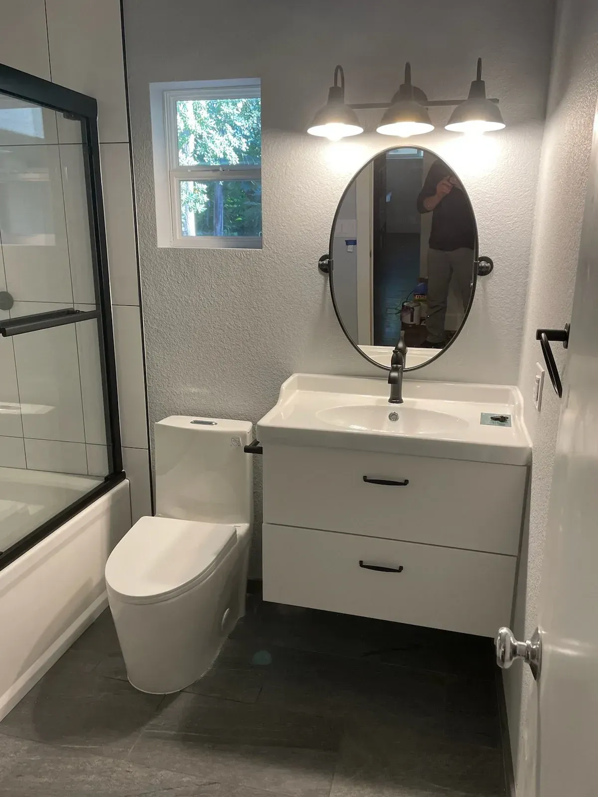 Light, Sink & Fixtures Installation in a small bathroom 