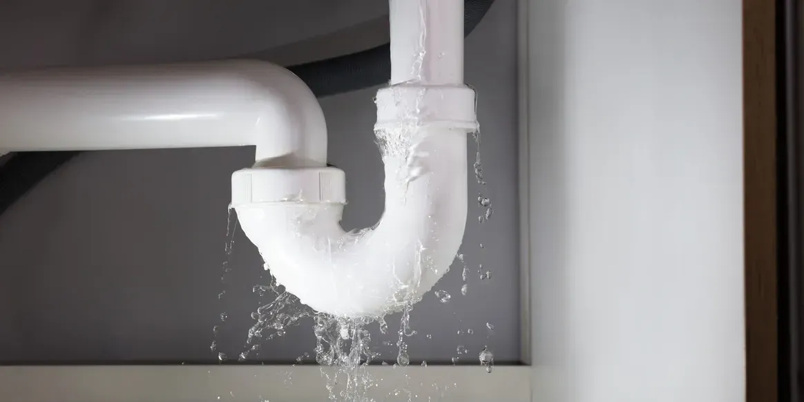 Illustration of plumbing with a pipe and wrench.