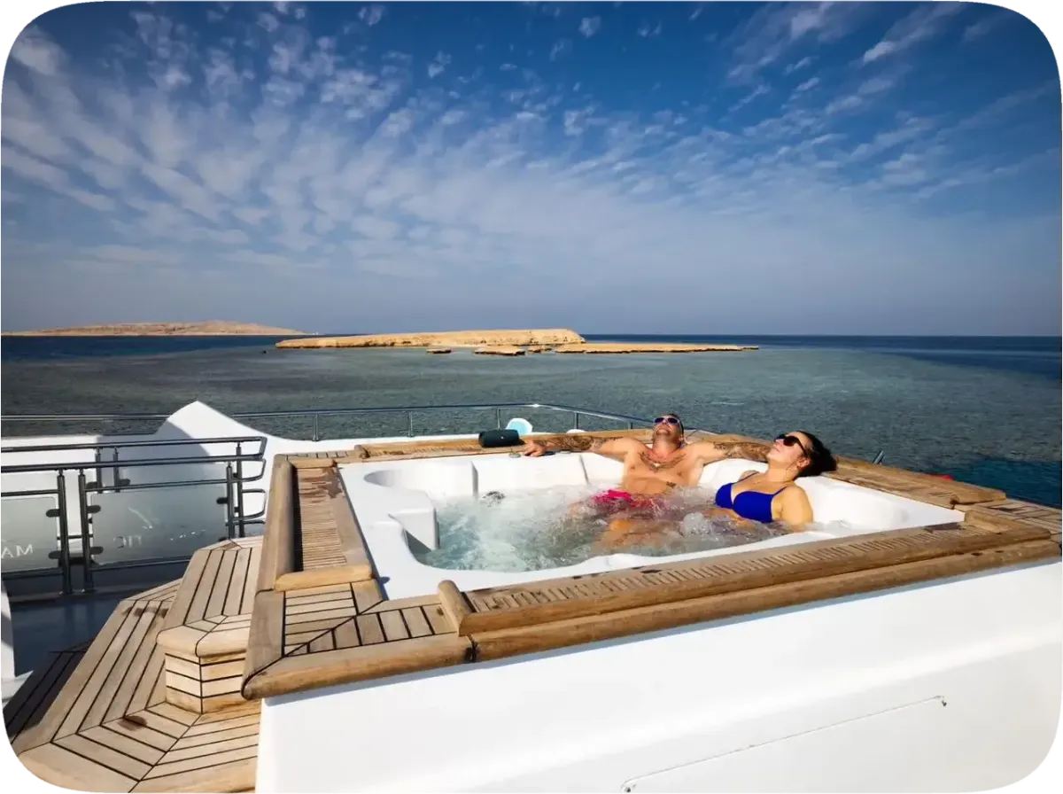 jacuzzi on the sundeck of a yacht