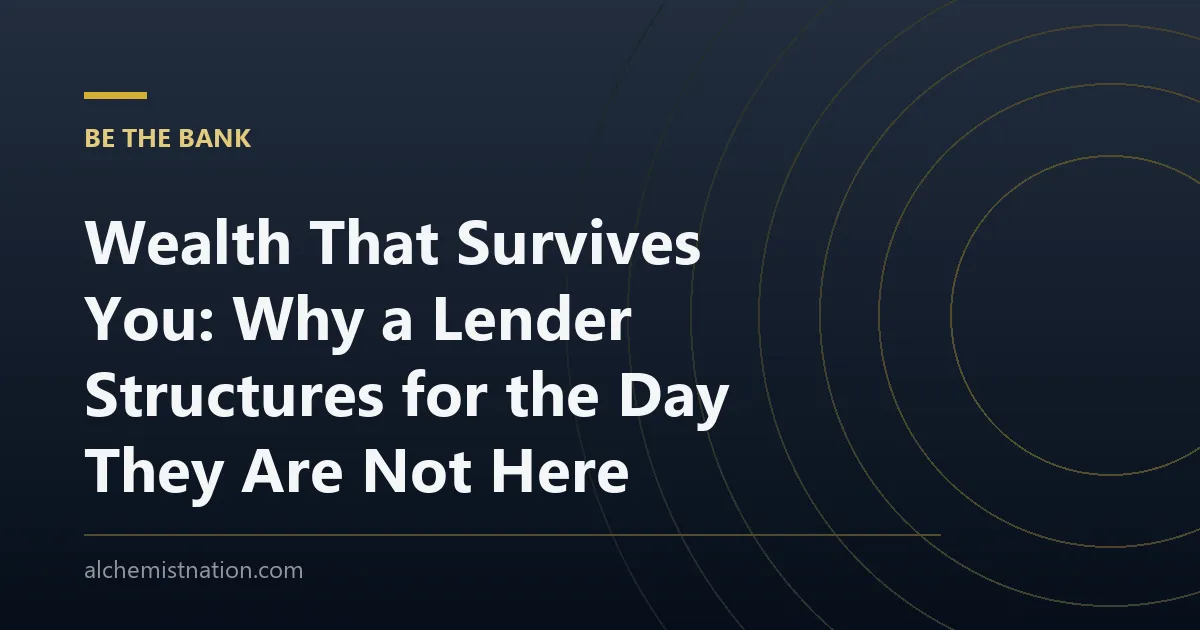 Wealth That Survives You: Why a Lender Structures for the Day They Are Not Here