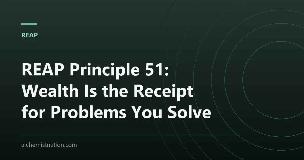 REAP Principle 51: Wealth Is the Receipt for Problems You Solve