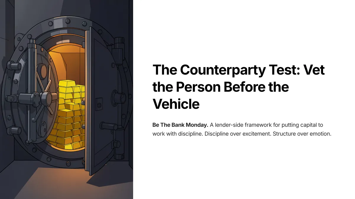 The Counterparty Test: Vet the Person Before the Vehicle