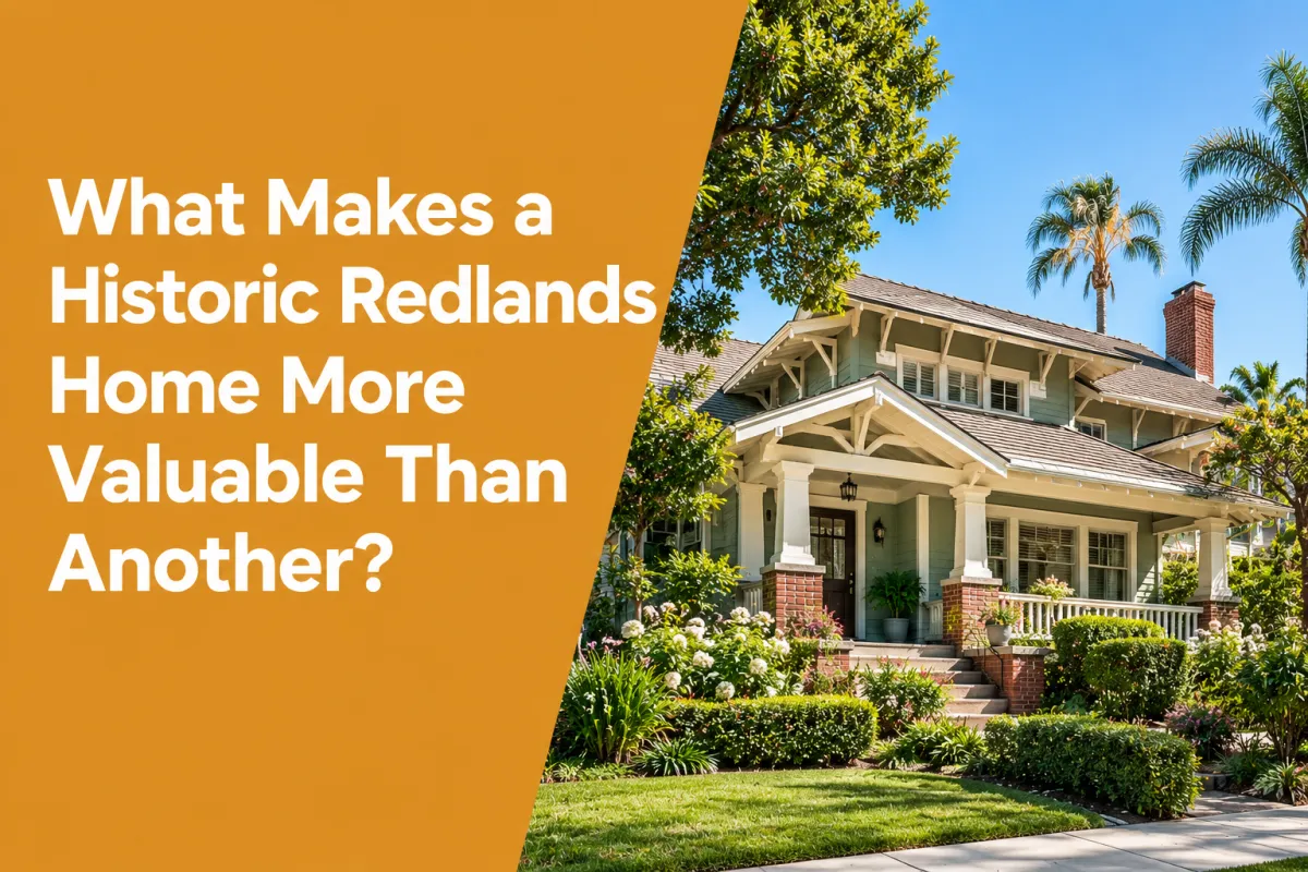 Historic Redlands CA home with architectural details and real estate value