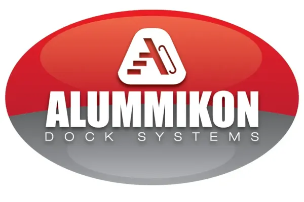 Alummikon aluminum dock with DPI polyethylene flotation drums - Maine waterfront installation