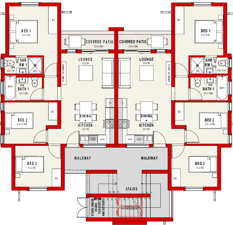 Alberton 3 bed and 2 bath floor plan