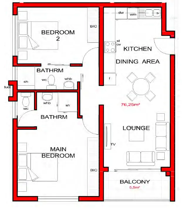 Bedfordview phase 2 floorplan studio apartment